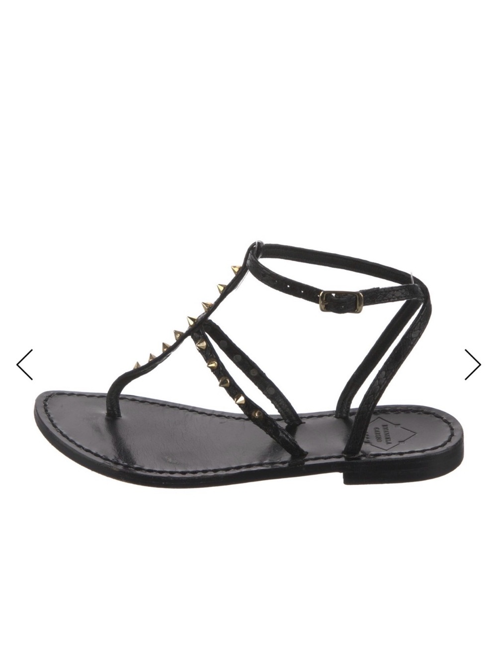 Emanuela Caruso Black Studded T-Strap Sandal